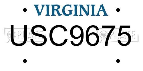 USC9675 Virginia License Plate