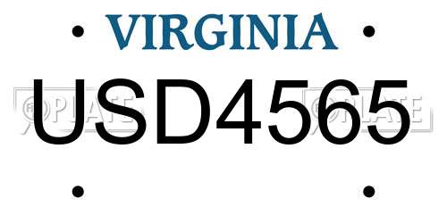 USD4565 Virginia License Plate