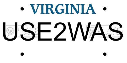 USE2WAS Virginia License Plate