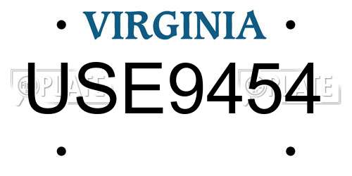 USE9454 Virginia License Plate