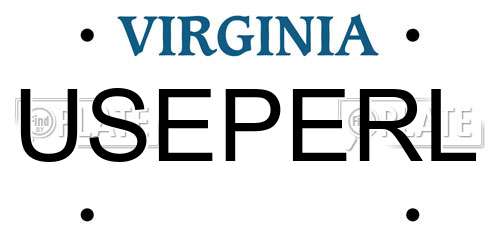 USEPERL Virginia License Plate