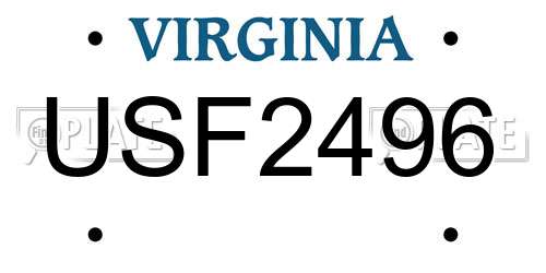 USF2496 Virginia License Plate