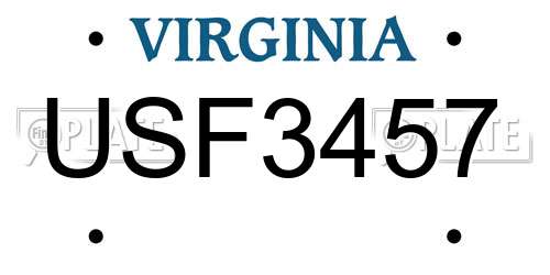 USF3457 Virginia License Plate