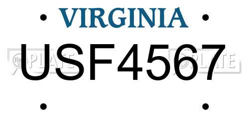 USF4567 Virginia License Plate