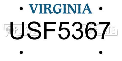 USF5367 Virginia License Plate
