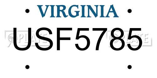 USF5785 Virginia License Plate