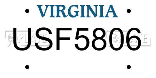 USF5806 Virginia License Plate