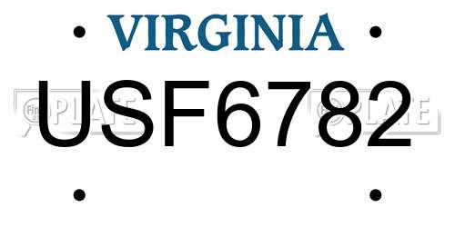 USF6782 Virginia License Plate