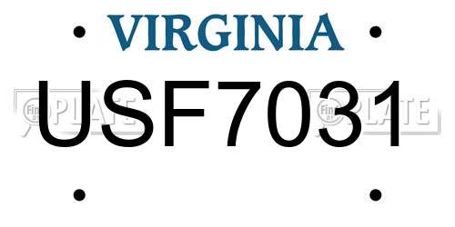 USF7031 Virginia License Plate
