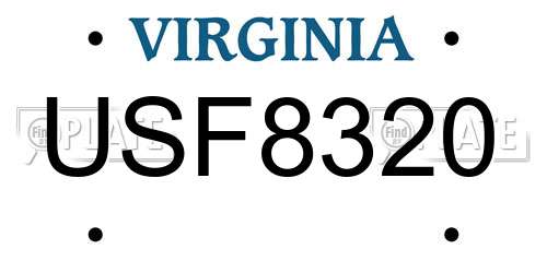 USF8320 Virginia License Plate