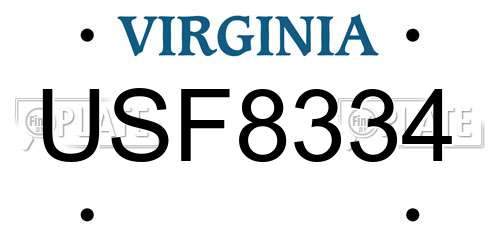 USF8334 Virginia License Plate