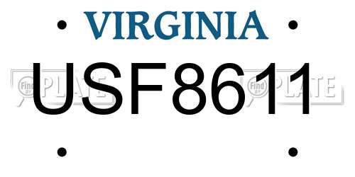 USF8611 Virginia License Plate
