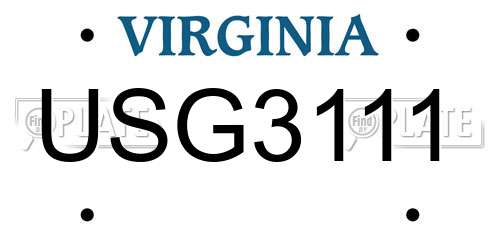 USG3111 Virginia License Plate