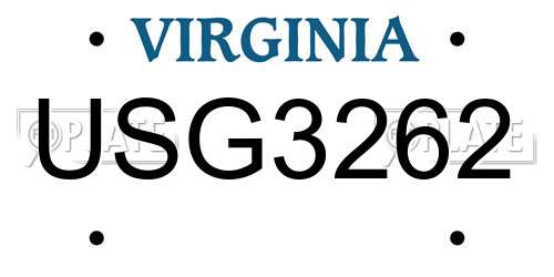 USG3262 Virginia License Plate