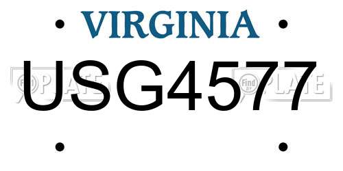 USG4577 Virginia License Plate