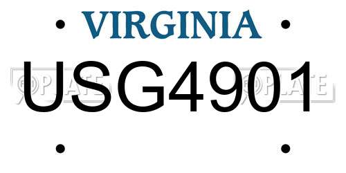 USG4901 Virginia License Plate