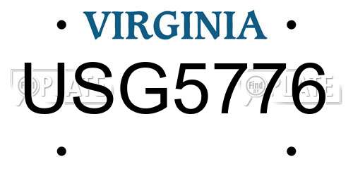 USG5776 Virginia License Plate