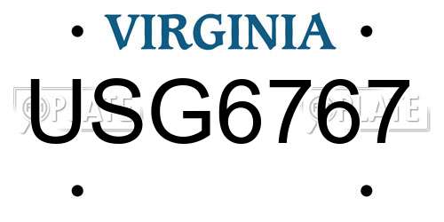 USG6767 Virginia License Plate
