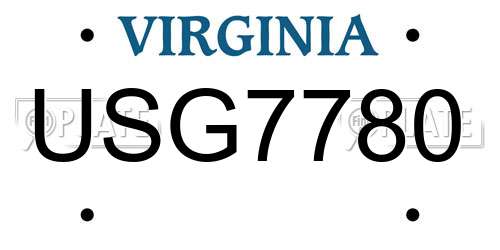 USG7780 Virginia License Plate