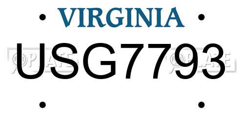 USG7793 Virginia License Plate