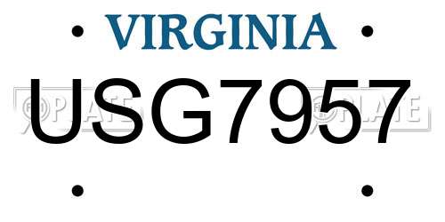 USG7957 Virginia License Plate