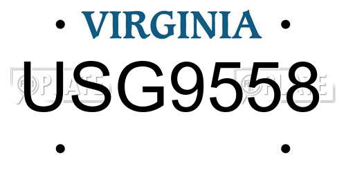 USG9558 Virginia License Plate