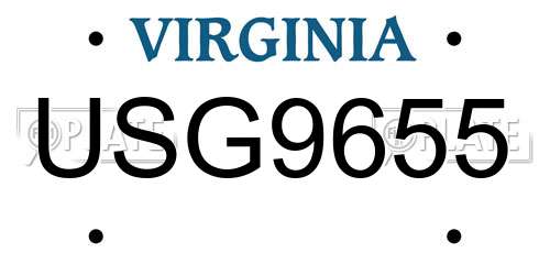 USG9655 Virginia License Plate