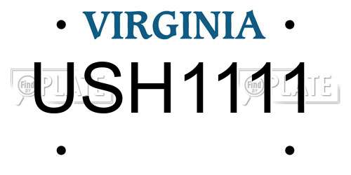 USH1111 Virginia License Plate