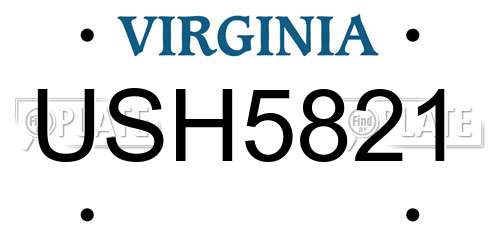 USH5821 Virginia License Plate