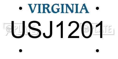 USJ1201 Virginia License Plate