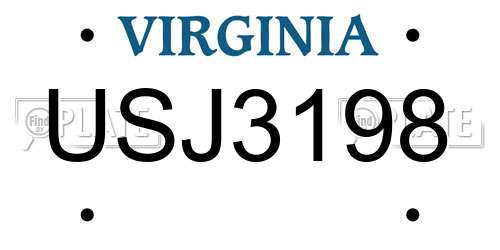 USJ3198 Virginia License Plate