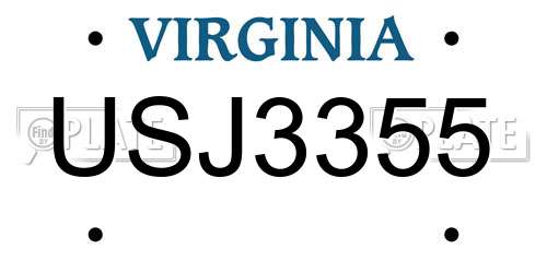 USJ3355 Virginia License Plate