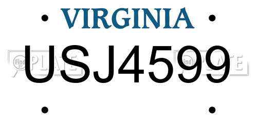 USJ4599 Virginia License Plate