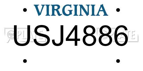 USJ4886 Virginia License Plate