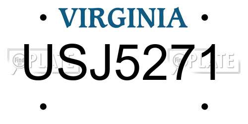 USJ5271 Virginia License Plate