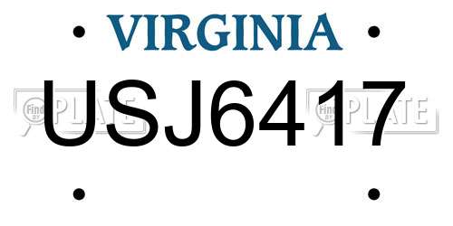 USJ6417 Virginia License Plate