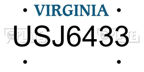 USJ6433 Virginia License Plate