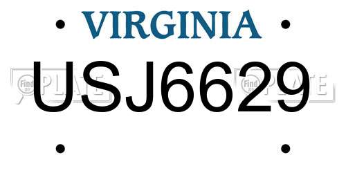 USJ6629 Virginia License Plate