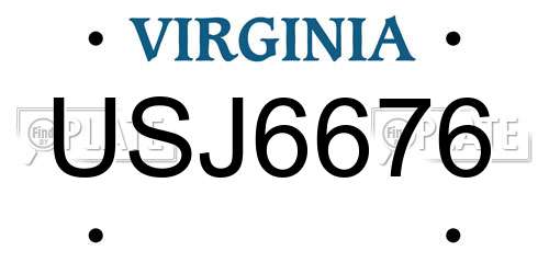 USJ6676 Virginia License Plate