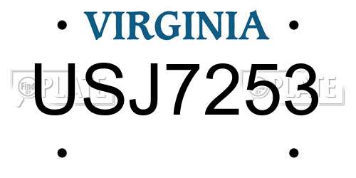 USJ7253 Virginia License Plate