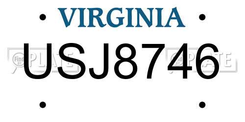 USJ8746 Virginia License Plate