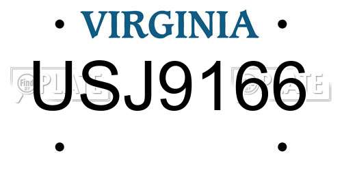 USJ9166 Virginia License Plate
