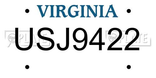 USJ9422 Virginia License Plate