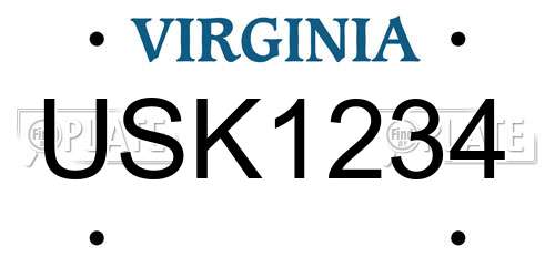 USK1234 Virginia License Plate