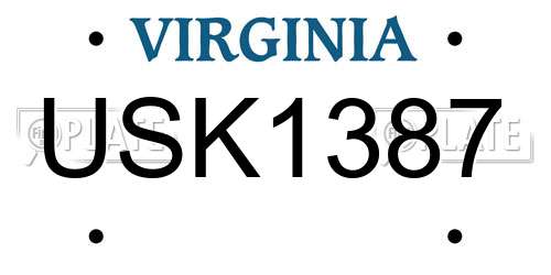 USK1387 Virginia License Plate