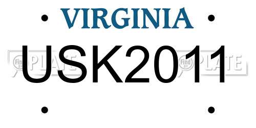 USK2011 Virginia License Plate