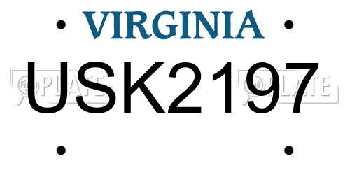USK2197 Virginia License Plate