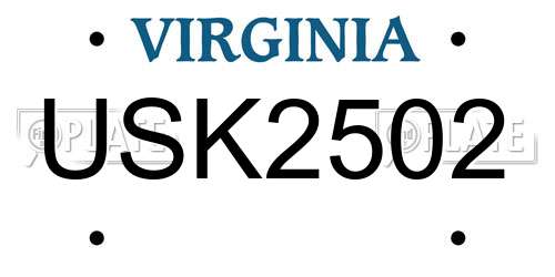 USK2502 Virginia License Plate