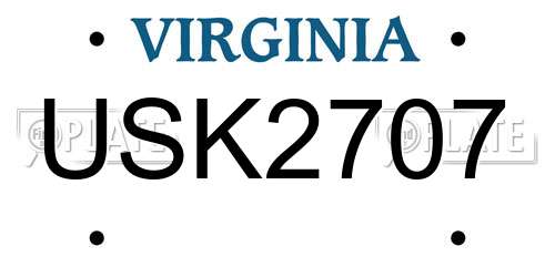 USK2707 Virginia License Plate