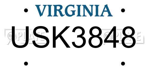 USK3848 Virginia License Plate